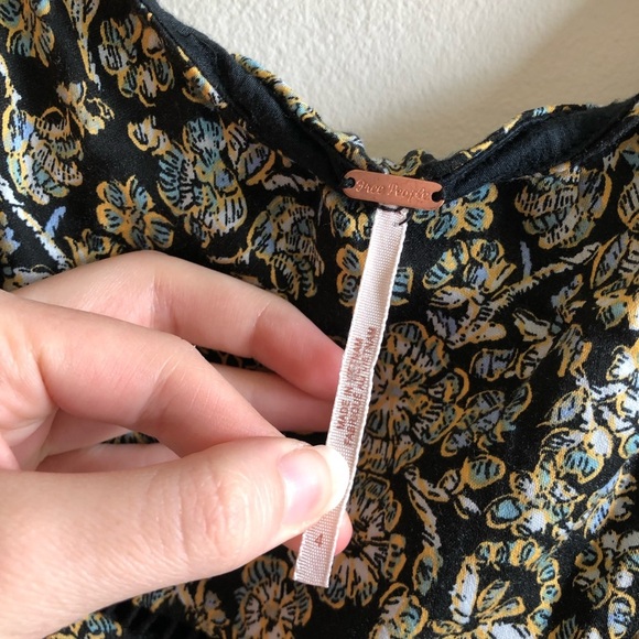 NWT Free People Boheme Black Floral Square Neckline Mini Dress - Picture 10 of 14